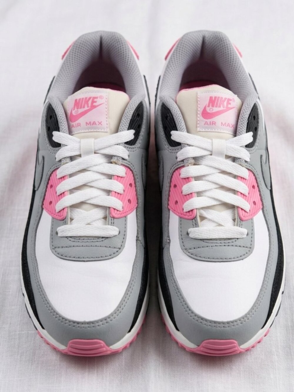 Nike Air Max 90 LTR GS White/Smoke Grey/Rose Sneakers Big Kids 5Y Womens 6.5